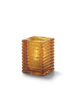 Hollowick Horizontal Rib Block Amber Jewel Mid-Size Lamp   73mm(l) x 105mm(h)    - Case Qty - 6