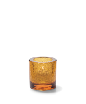 Hollowick Thick Round Amber Jewel Tealight Holder   73mm(d) x 70mm(h)    - Case Qty - 6